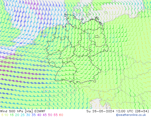 Wind 500 hPa ECMWF zo 26.05.2024 12 UTC