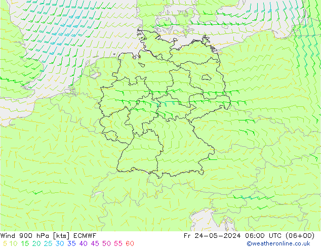 Wind 900 hPa ECMWF vr 24.05.2024 06 UTC