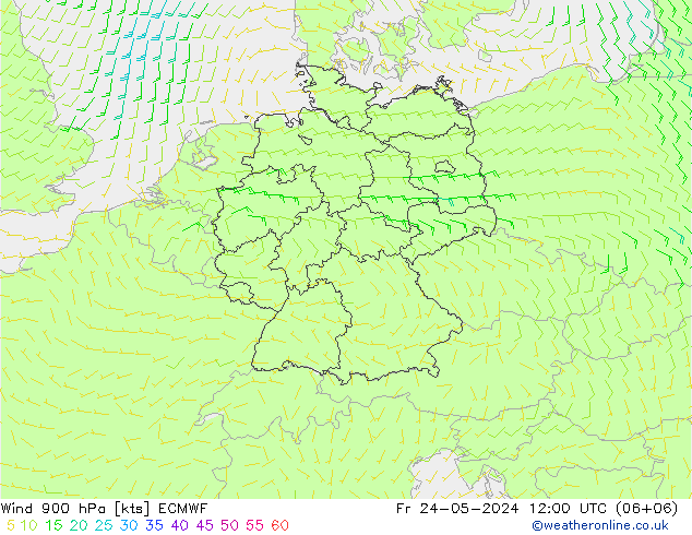 Vento 900 hPa ECMWF Sex 24.05.2024 12 UTC