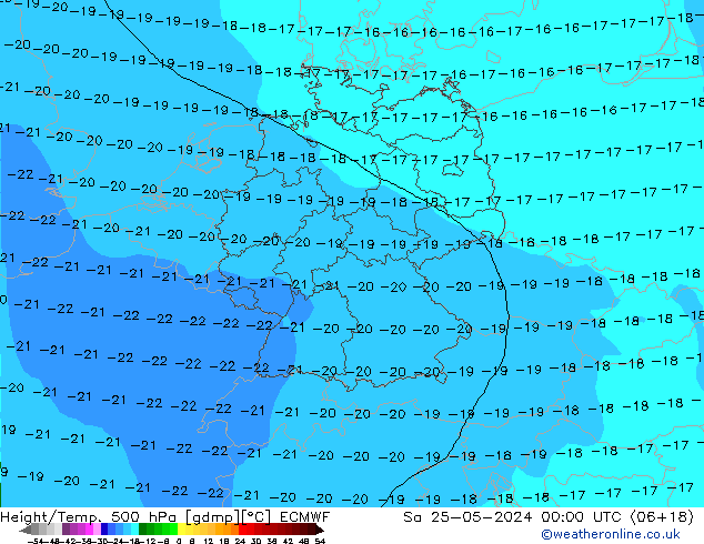 Height/Temp. 500 hPa ECMWF Sa 25.05.2024 00 UTC