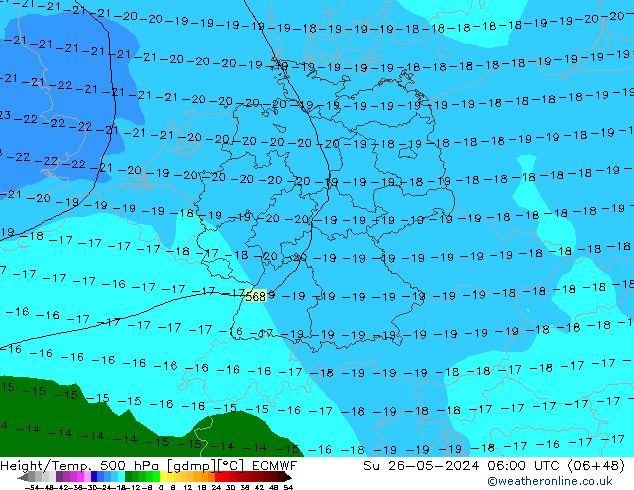 Z500/Yağmur (+YB)/Z850 ECMWF Paz 26.05.2024 06 UTC