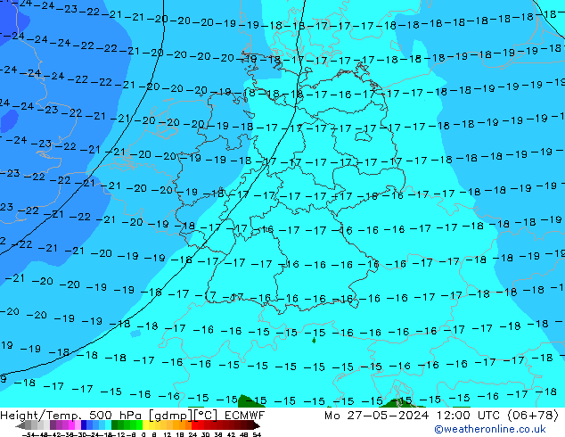 Z500/Rain (+SLP)/Z850 ECMWF Po 27.05.2024 12 UTC