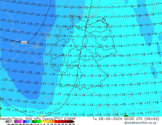 Z500/Yağmur (+YB)/Z850 ECMWF Sa 28.05.2024 00 UTC