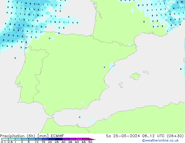 Z500/Rain (+SLP)/Z850 ECMWF Sa 25.05.2024 12 UTC