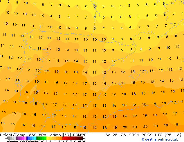 Yükseklik/Sıc. 850 hPa ECMWF Cts 25.05.2024 00 UTC