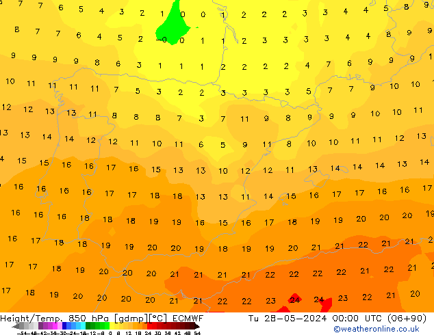 Z500/Regen(+SLP)/Z850 ECMWF di 28.05.2024 00 UTC