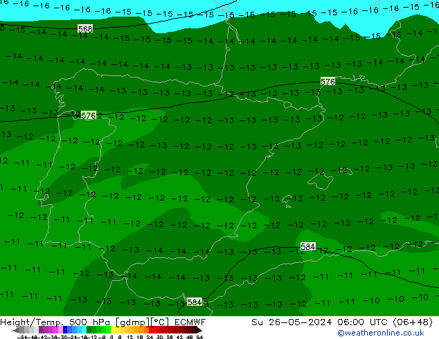 Z500/Rain (+SLP)/Z850 ECMWF Su 26.05.2024 06 UTC