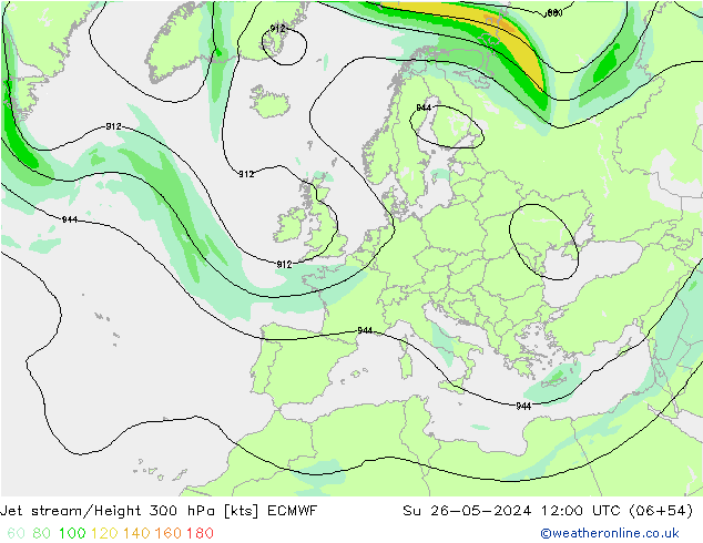 Jet stream/Height 300 hPa ECMWF Ne 26.05.2024 12 UTC