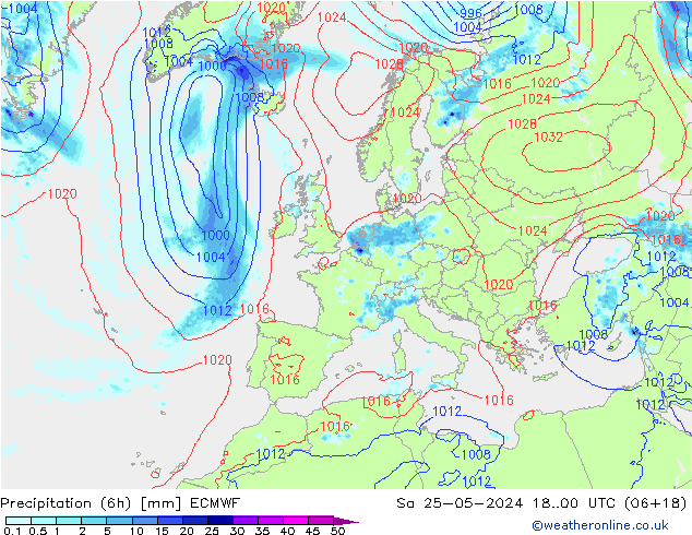 Z500/Rain (+SLP)/Z850 ECMWF Sa 25.05.2024 00 UTC