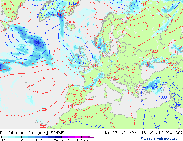 Z500/Regen(+SLP)/Z850 ECMWF ma 27.05.2024 00 UTC