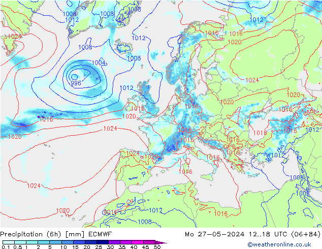 Z500/Rain (+SLP)/Z850 ECMWF lun 27.05.2024 18 UTC