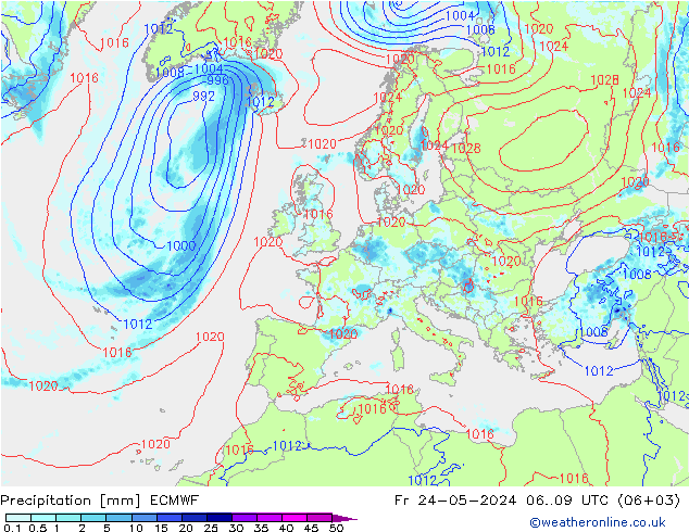 Precipitation ECMWF Fr 24.05.2024 09 UTC