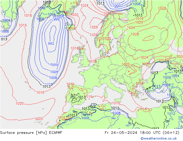 Bodendruck ECMWF Fr 24.05.2024 18 UTC