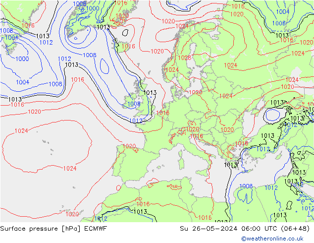 Bodendruck ECMWF So 26.05.2024 06 UTC