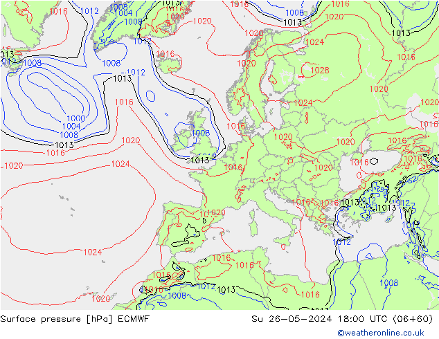 Bodendruck ECMWF So 26.05.2024 18 UTC