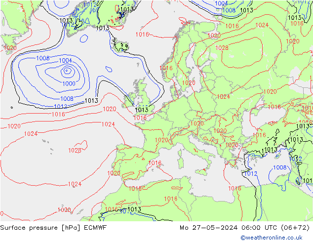 ciśnienie ECMWF pon. 27.05.2024 06 UTC