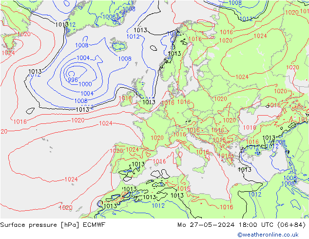 ciśnienie ECMWF pon. 27.05.2024 18 UTC