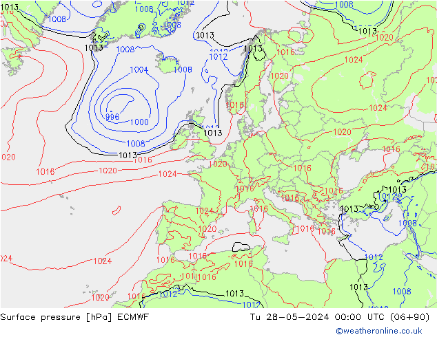 pressão do solo ECMWF Ter 28.05.2024 00 UTC