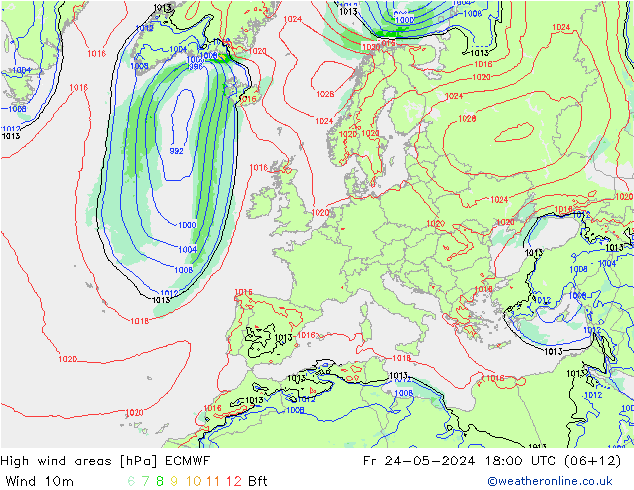 Sturmfelder ECMWF Fr 24.05.2024 18 UTC