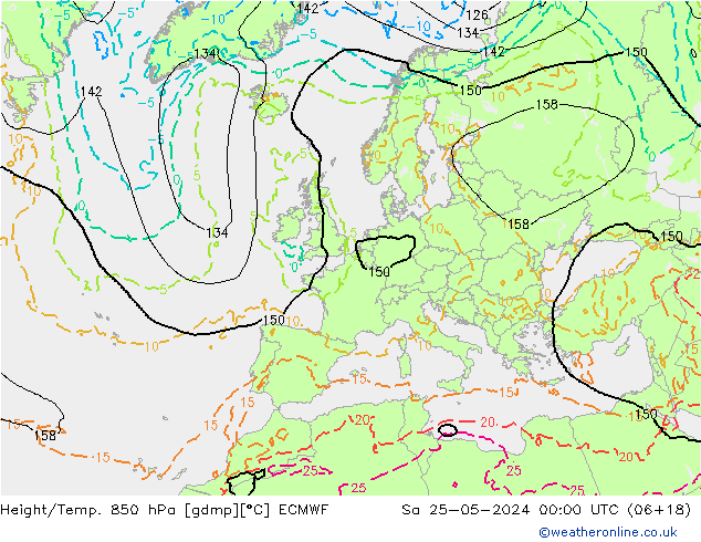 Z500/Rain (+SLP)/Z850 ECMWF Sa 25.05.2024 00 UTC