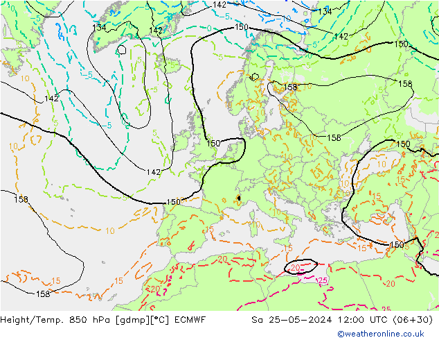 Z500/Rain (+SLP)/Z850 ECMWF So 25.05.2024 12 UTC
