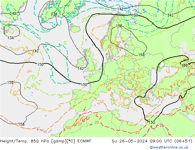 Height/Temp. 850 hPa ECMWF nie. 26.05.2024 09 UTC