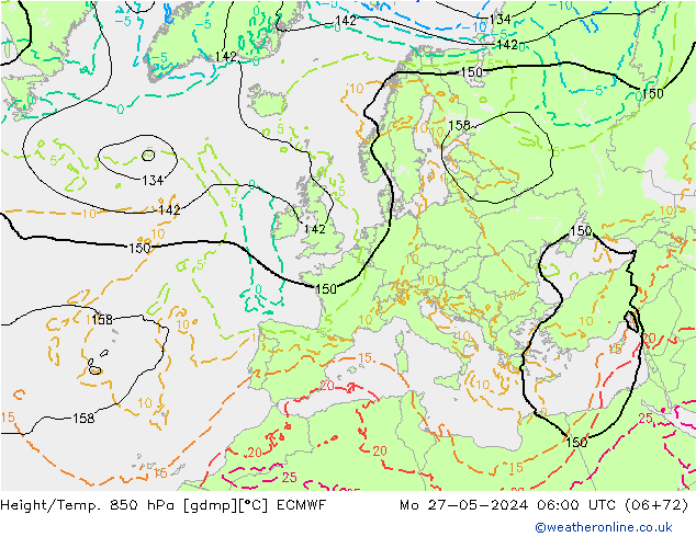 Z500/Yağmur (+YB)/Z850 ECMWF Pzt 27.05.2024 06 UTC