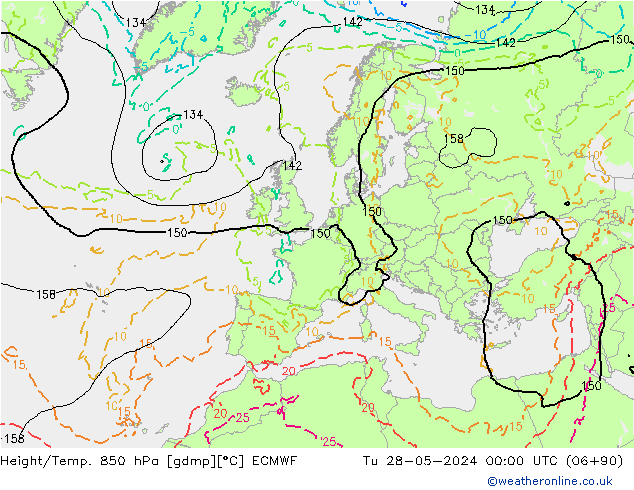 Height/Temp. 850 hPa ECMWF Tu 28.05.2024 00 UTC