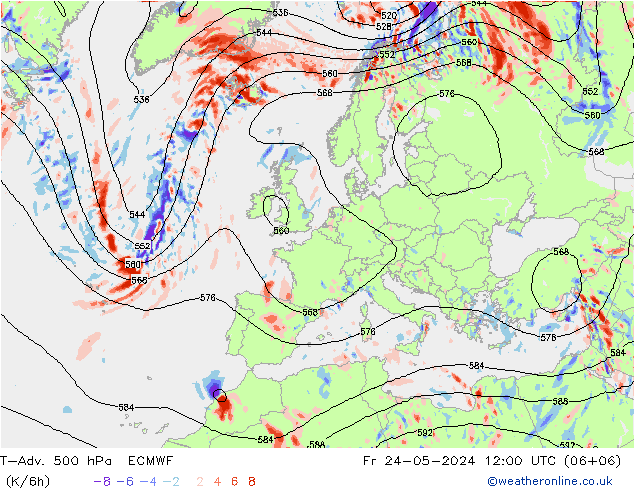 T-Adv. 500 hPa ECMWF ven 24.05.2024 12 UTC