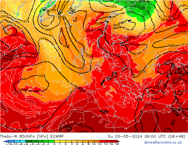 Theta-W 850hPa ECMWF Su 26.05.2024 06 UTC