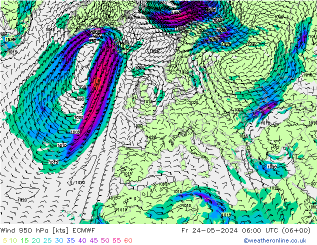 风 950 hPa ECMWF 星期五 24.05.2024 06 UTC