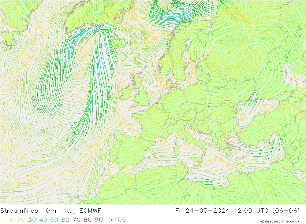 ветер 10m ECMWF пт 24.05.2024 12 UTC