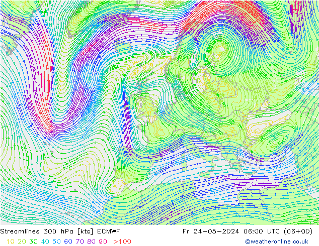 ветер 300 гПа ECMWF пт 24.05.2024 06 UTC