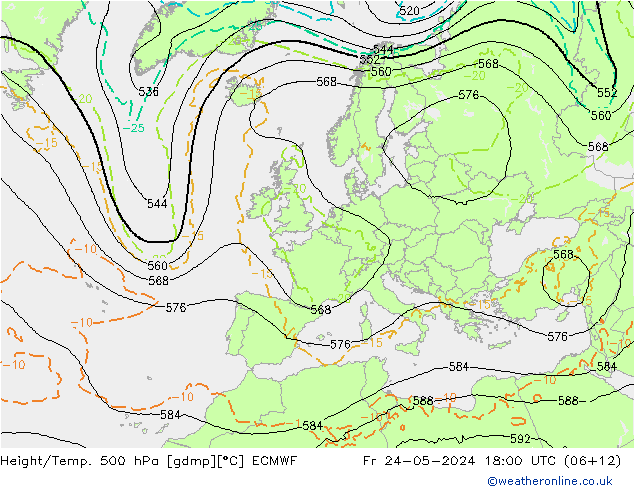 Z500/Rain (+SLP)/Z850 ECMWF  24.05.2024 18 UTC