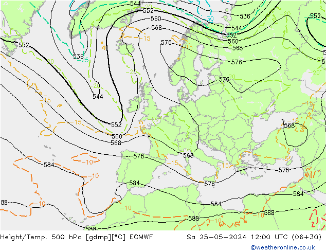 Z500/Rain (+SLP)/Z850 ECMWF sáb 25.05.2024 12 UTC