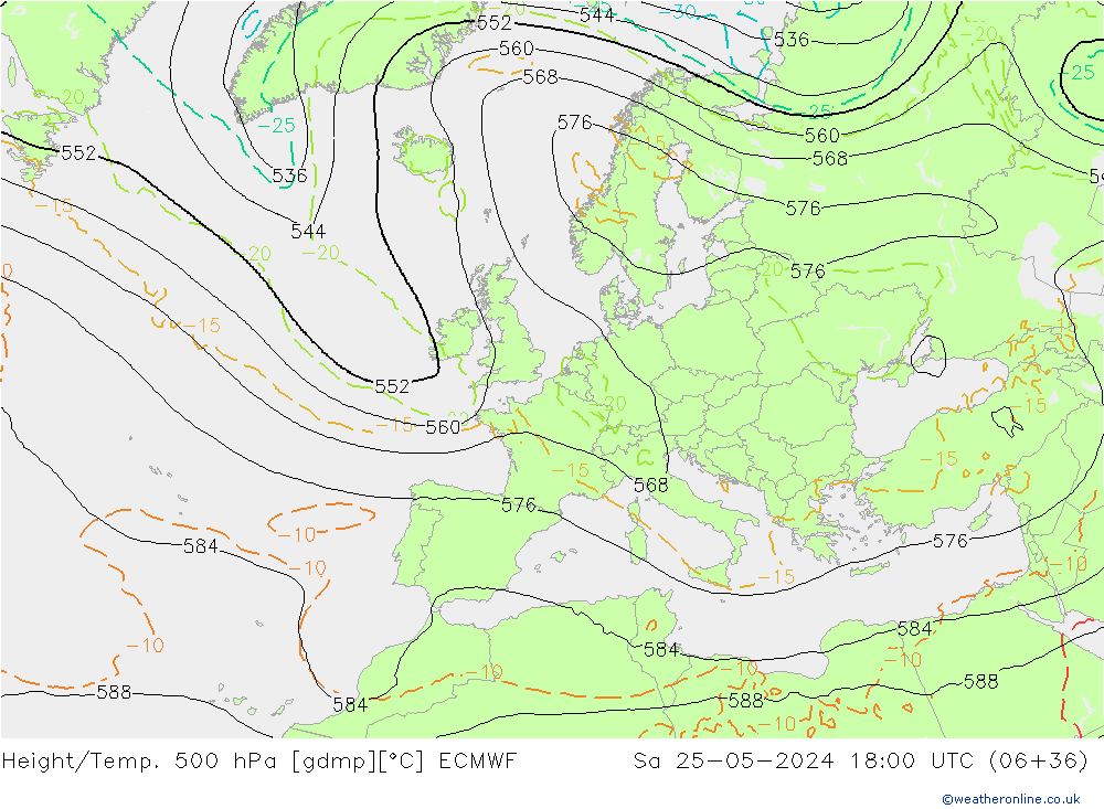 Z500/Rain (+SLP)/Z850 ECMWF sáb 25.05.2024 18 UTC