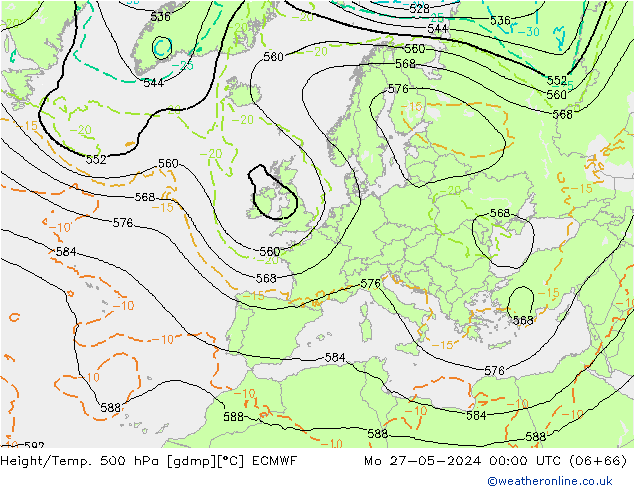 Z500/Regen(+SLP)/Z850 ECMWF ma 27.05.2024 00 UTC