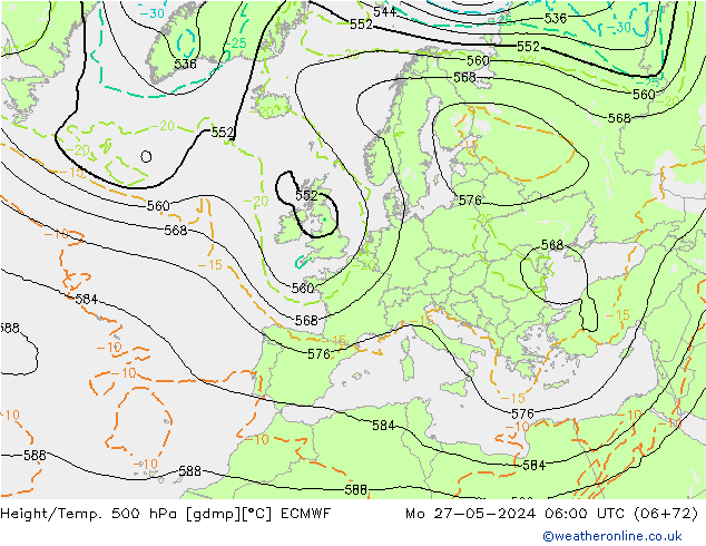 Z500/Yağmur (+YB)/Z850 ECMWF Pzt 27.05.2024 06 UTC