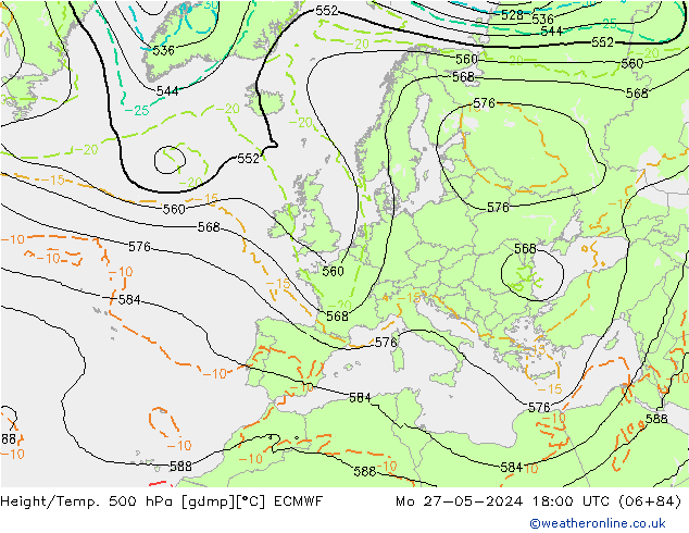 Z500/Rain (+SLP)/Z850 ECMWF lun 27.05.2024 18 UTC