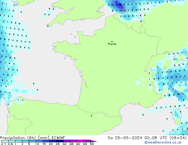 Z500/Rain (+SLP)/Z850 ECMWF sam 25.05.2024 06 UTC