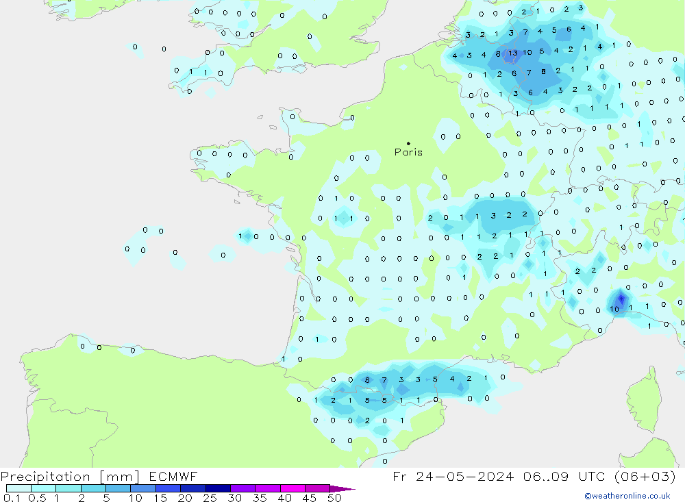 Précipitation ECMWF ven 24.05.2024 09 UTC