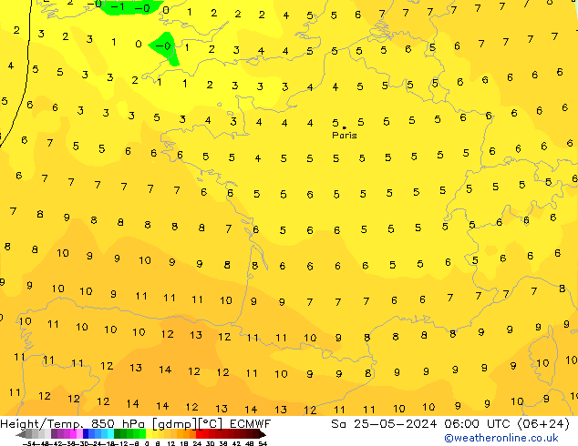 Z500/Rain (+SLP)/Z850 ECMWF sam 25.05.2024 06 UTC