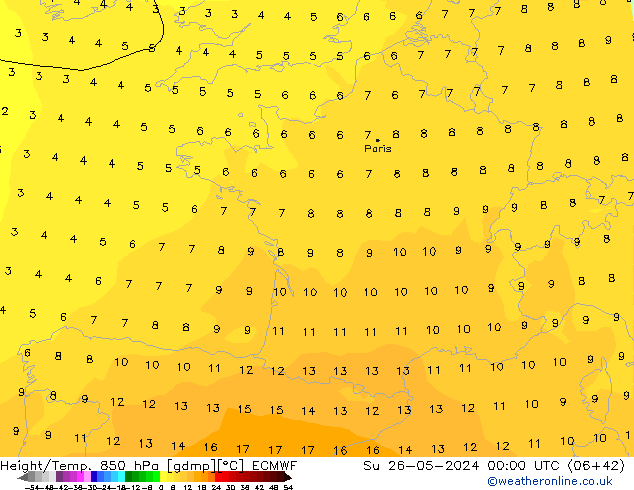 Yükseklik/Sıc. 850 hPa ECMWF Paz 26.05.2024 00 UTC