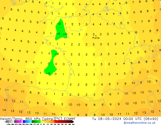 Height/Temp. 850 hPa ECMWF mar 28.05.2024 00 UTC