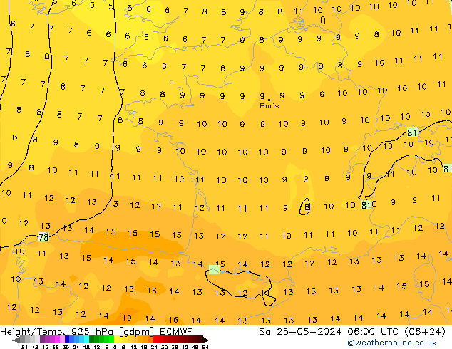 Height/Temp. 925 hPa ECMWF  25.05.2024 06 UTC