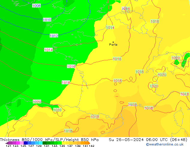 Thck 850-1000 hPa ECMWF Ne 26.05.2024 06 UTC