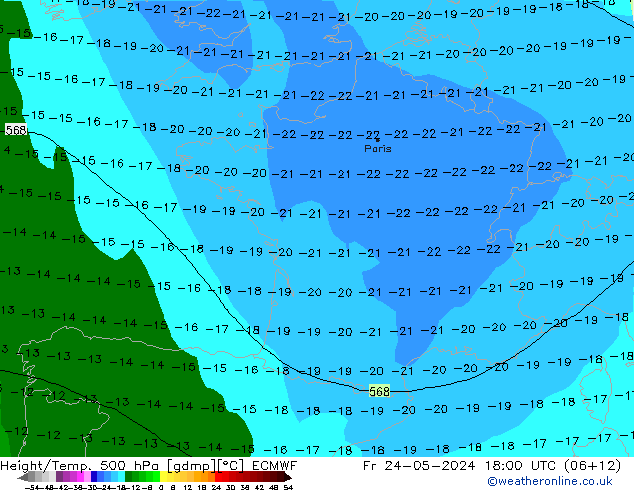 Z500/Rain (+SLP)/Z850 ECMWF Fr 24.05.2024 18 UTC