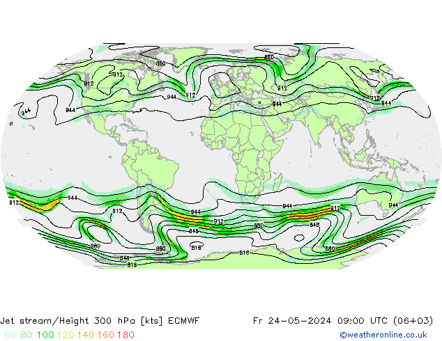 Corriente en chorro ECMWF vie 24.05.2024 09 UTC