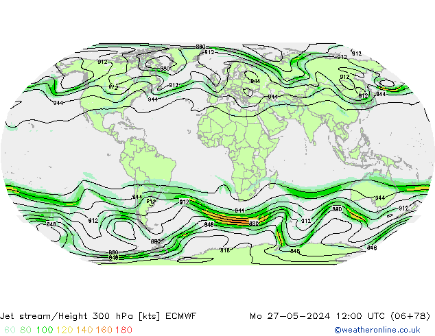 Jet stream/Height 300 hPa ECMWF Mo 27.05.2024 12 UTC