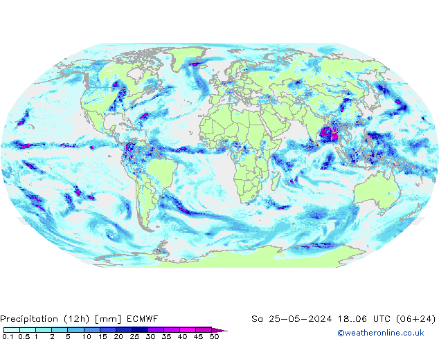 Yağış (12h) ECMWF Cts 25.05.2024 06 UTC